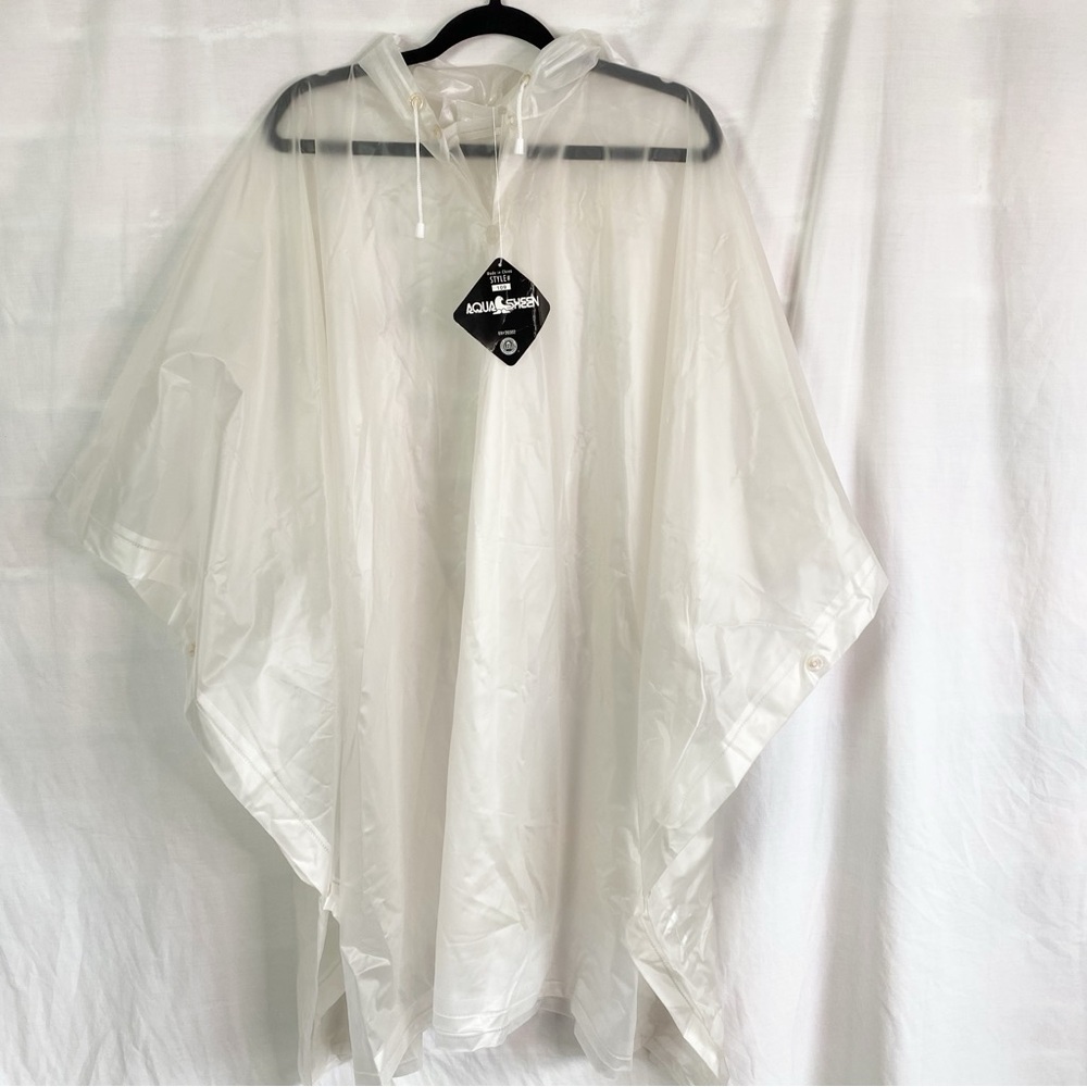 Aqua Sheen Transparent Vinyl Raincoat Ponch One Size NEW NWT